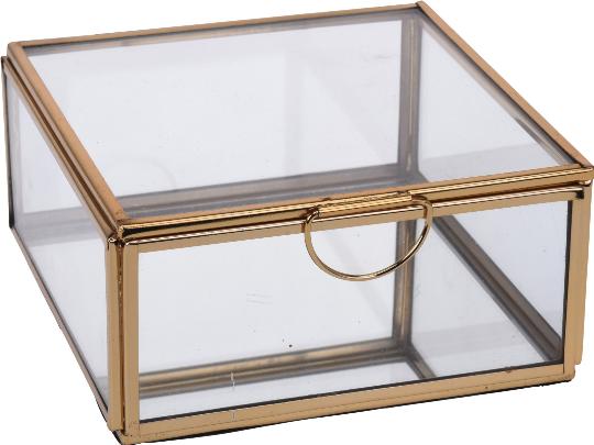 ÜVEG ÉKSZARTARTÓ TÜKRÖS DOBOZ 13CM GOLD 081681