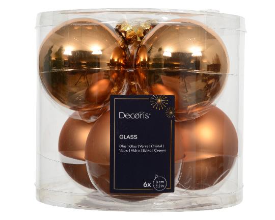 KARÁCSONYI GÖMB (6DB) 8CM BRANDY 140396