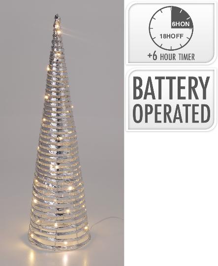 KARÁCSONYI VILÁGÍTÓ KÚP 60CM LEDES ELEMES SILVER 540071