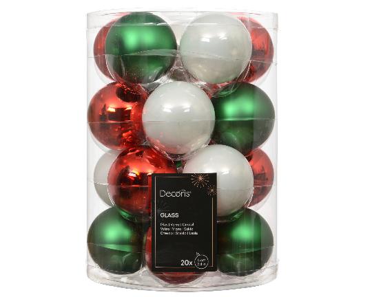 KARÁCSONYI GÖMB (20DB) 6CM CHRISTMAS RED/COLOURS 142309