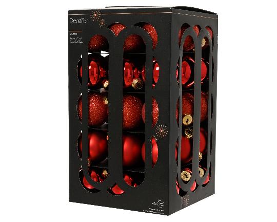 KARÁCSONYI GÖMB (45DB) 6CM CHRISTMAS RED 147502
