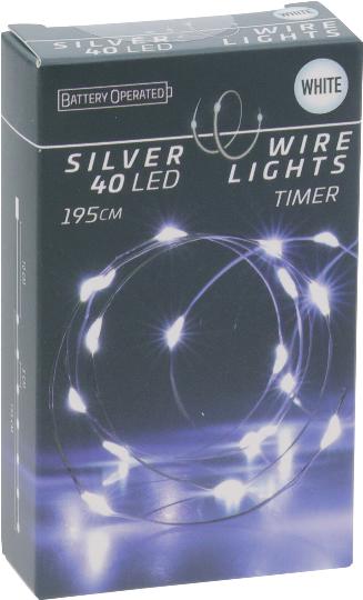 KARÁCSONYI ÉGŐSOR 40 LEDES TIMER SILVER WHITE 543101
