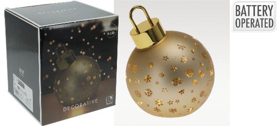 KARÁCSONYI 15 LEDES GÖMB 15CM MATT GOLD