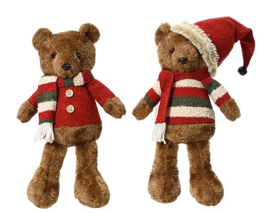 KARÁCSONYI MACI ÜLŐ MIX 35CM BARNA/PIROS 523318