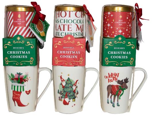 KARÁCSONYI KERÁMIA BÖGRE, KEKSZ ÉS FORRÓ CSOKI