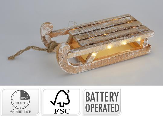 KARÁCSONYI LEDES SZÁNKÓ 30CM 513261