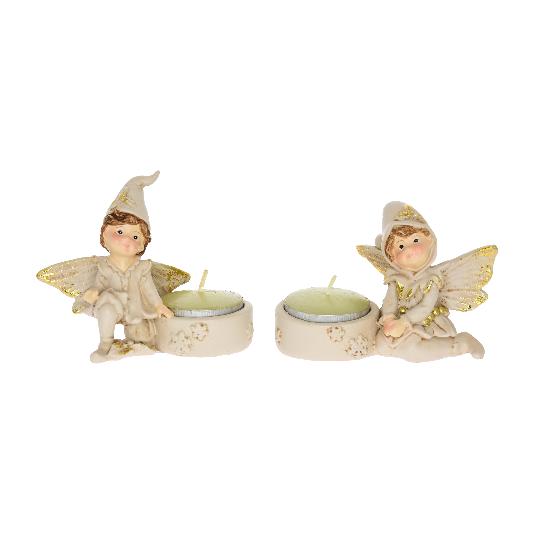 KARÁCSONYI POLY TÜNDÉR ÜLŐ 10CM KRÉM/ARANY MIX DD62360