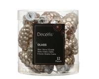 KARÁCSONYI GÖMB (12DB) 6CM TOBOZ SMOKEY PEARL 012071