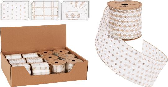 KARÁCSONYI SZALAG 270X6CM CHAMPAGNE MIX 513152