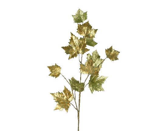 KARÁCSONYI SELYEM LEVELES ÁG 100CM GREEN/GOLD 708972