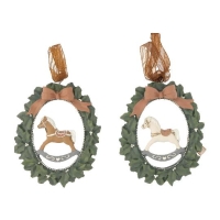 KARÁCSONYI POLY KOSZORÚ HINTALÓVAL 9CM DD68439