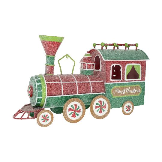 KARÁCSONYI VONAT FÉM 37CM PIROS-ZÖLD DD70304