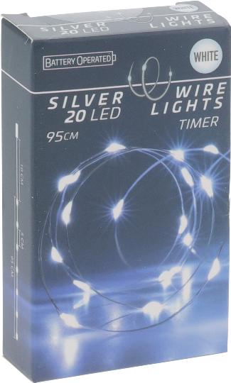 KARÁCSONYI ÉGŐSOR 20 LEDES TIMER SILVER WHITE 543100