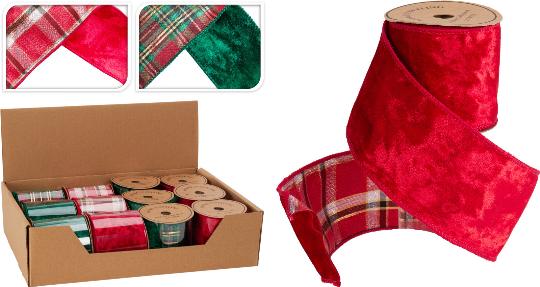 KARÁCSONYI SZALAG 270X6CM BÁRSONY MIX 513155