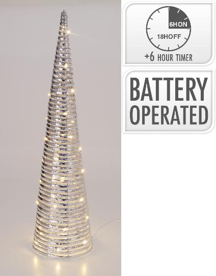 KARÁCSONYI VILÁGÍTÓ KÚP 80CM LEDES ELEMES SILVER  540072