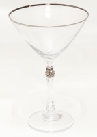 ÜVEG KRISTÁLY POHÁR MARTINIS EZÜST SZÉLÛ