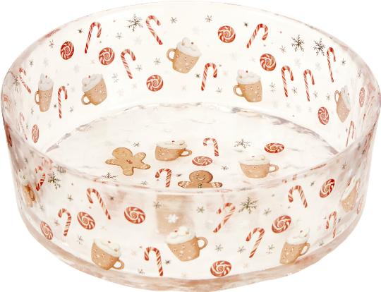 KARÁCSONYI ÜVEG TÁL MÉZESKALÁCSOS 20CM 541092
