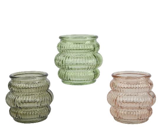 KARÁCSONYI ÜVEG MÉCSESTARTÓ 8CM MIX 729597