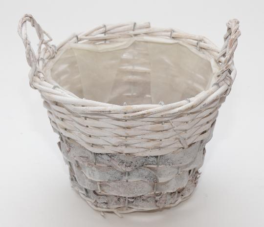 KOSÁR FONOTT FÜLES FEHÉR 24X17/23CM HA-22346