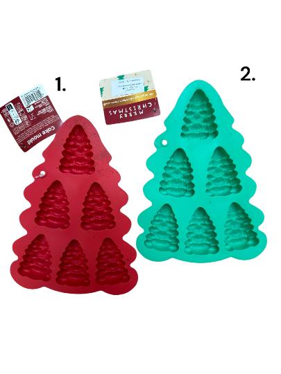 KARÁCSONYI FENYŐFA SÜTŐFORMA SZILIKON GREEN/RED 180491