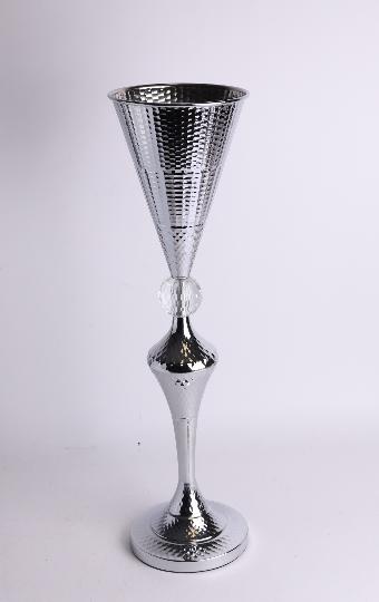 FÉM VÁZA TALPAS KRISTÁLY EZÜST 53CM 425570