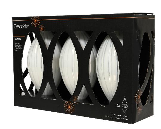 KARÁCSONYI GÖMB (3DB) 13CM CSEPP GLITTERES WINTER WHITE1485