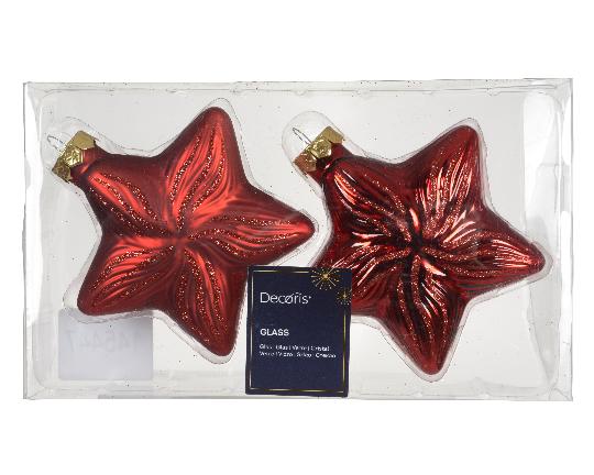KARÁCSONYI GÖMB CSILLAG 10CM X2 CHRISTMAS RED 145447
