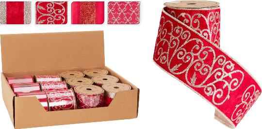 KARÁCSONYI SZALAG 270X6CM RED MIX 526668