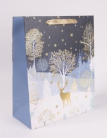 KARÁCSONYI DÍSZTASAK 18X23CM KÉK SZARVASOS 370857