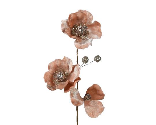 KARÁCSONYI SELYEM SZELLŐRÓZSA SZÁLAS 56CM PÚDER 612837