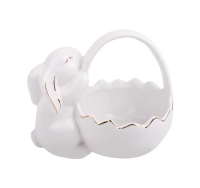 HÚSVÉTI PORCELÁN KOSÁR+NYÚL FEHÉR 15,5CM 182341