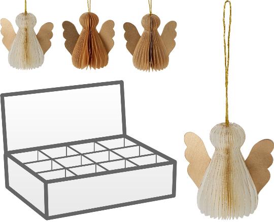 KARÁCSONYI FENYŐFA DÍSZ ANGYALKA (PAPÍR) 8CM 510567