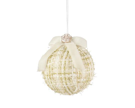 KARÁCSONYI GÖMB 10CM CREAM-GOLD 512662