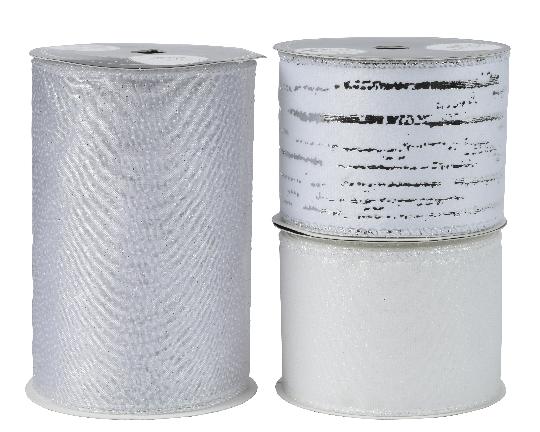 KARÁCSONYI SZALAG 12,5CMX2,7M WHITE 440219