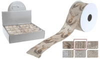 KARÁCSONYI SZALAG 4CM270CM 213357 ARANY-EZÜST KERESZT BORDA CSIKOS