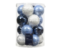 KARÁCSONYI GÖMB (16DB) 8CM BLUE/COLOUR 140862