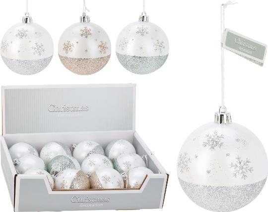 KARÁCSONYI GÖMB 8CM X1 WHITE GLITTERES 513845