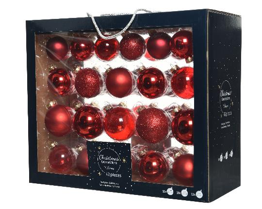 KARÁCSONYI GÖMB (42DB) 7CM CHRISTMAS RED 149252