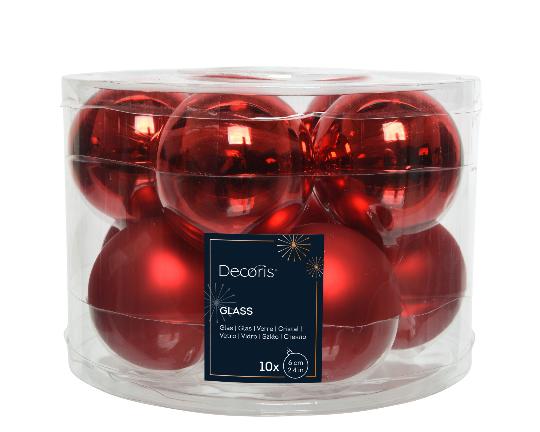 KARÁCSONYI GÖMB (10DB) 6CM CHRISTMAS RED 140138
