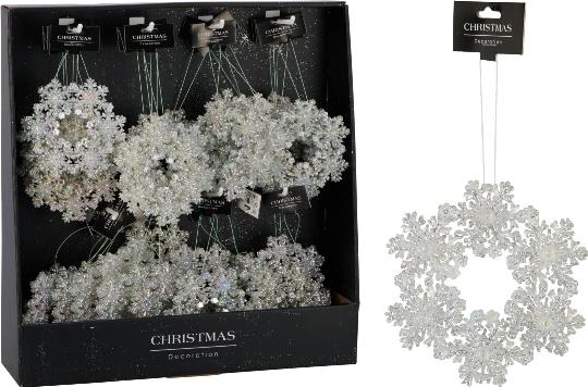 KARÁCSONYI FENYŐFA DÍSZ KOSZORÚ 12CM SILVER 513669