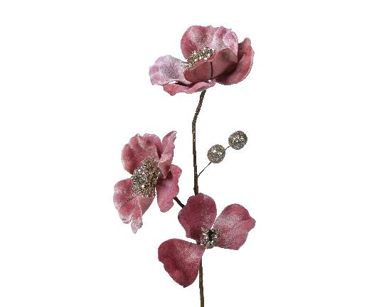 KARÁCSONYI SELYEM SZELLŐRÓZSA SZÁLAS 56CM VELVET PINK 612838