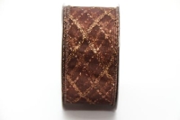 KARÁCSONYI SZALAG 4CM270CM 474333 ORGANZA BRONZ GLITTERES KOCKÁS