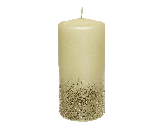 KARÁCSONYI GYERTYA 7X10CM CREAM GLITT. 740192
