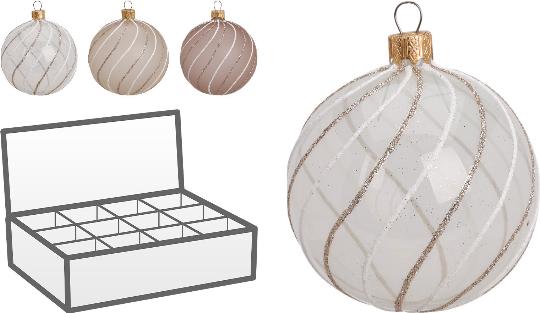 KARÁCSONYI GÖMB 10CM HULLÁMOS MIX 198042