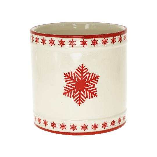 KARÁCSONYI KERÁMIA KASPÓ FENYŐ MINTÁVAL 13CM PIROS DD71632