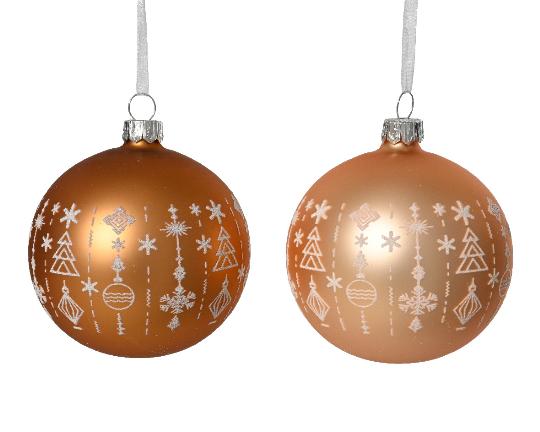 KARÁCSONYI GÖMB (6DB) 8CM MINTÁS 081064 CARMELBROWN