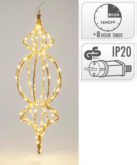 KARÁCSONYI VIL. DÍSZ GLITTERES 80CM WARM WHITE 546015