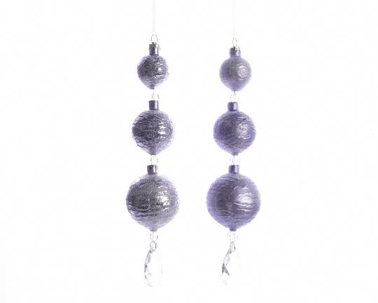 KARÁCSONYI DISZ AKASZTOS/GÖMBÖS (2DB) 18CM 120134 LILA MIST