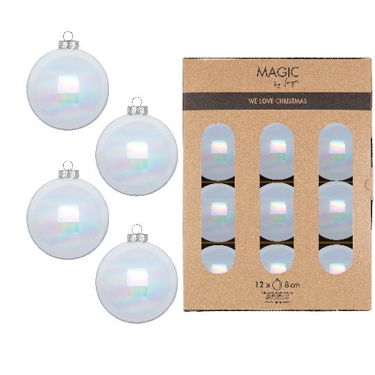 KARÁCSONYI GÖMB (12DB) 8CM DAZZLING SNOW 14007P812