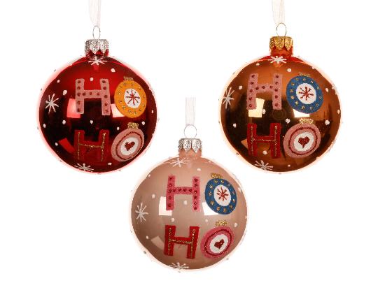 KARÁCSONYI GÖMB (6DB) 8CM HO-HO MIX 051037